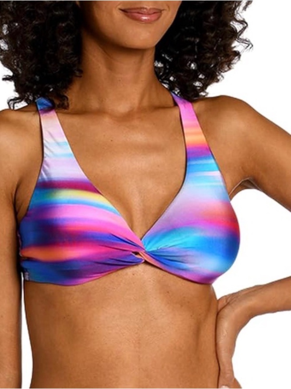 La Blanca Over The Shoulder Underwire Wrap Bikini Swimsuit Top Size 8
